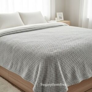 Bedsure Grey Diamond Jacquard Super Cozy Soft Throw Blanket 50" x 60" Warm Fuzzy